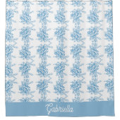 Rideaux De Douche Blue French Toile Floral Pattern Name (Devant)