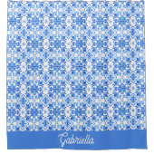 Rideaux De Douche Blue French Toile Pattern Name (Devant)