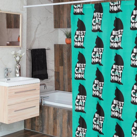 Rideaux De Douche Blue Funny Fête des Mères Meilleur Chat Maman Jama