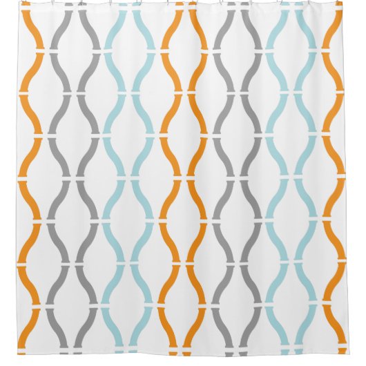 Rideaux De Douche Blue, gray and orange funky stripes pattern (Devant)
