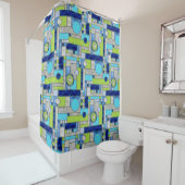 Rideaux De Douche Blue Green Art Deco (En situation)