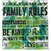 Rideaux De Douche Blue Green Typographie Aquarelle Motif (Devant)