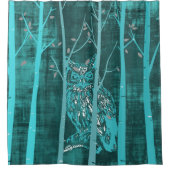 Rideaux De Douche Blue Grunge Owl Art (Devant)