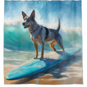 Rideaux De Douche Blue Heeler Beach Surfing Peinture (Devant)