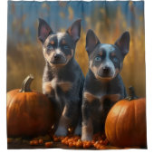 Rideaux De Douche Blue Heeler Chiot Automne Citrouille de plaisir (Devant)