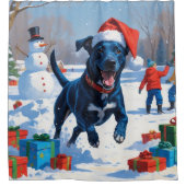 Rideaux De Douche Blue Heeler Noël Festive Scène de neige (Devant)