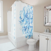 Rideaux De Douche Blue Hydrangea Moderne Aquarelle Chic  (En situation)