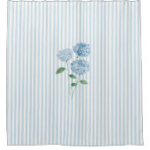 Rideaux De Douche Blue Hydrangea Stripe Pattern Coastal  (Devant)
