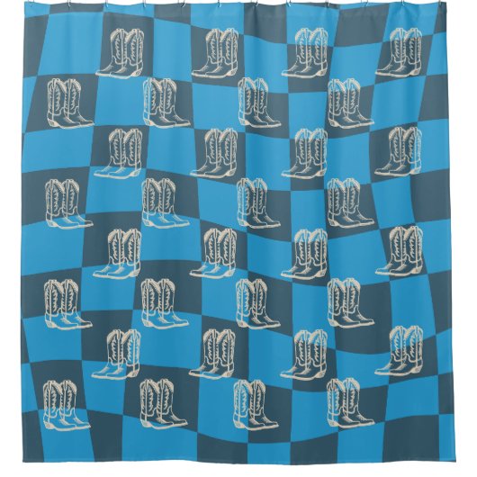 Rideaux De Douche Blue Moderne bottes de cowboy occidental (Devant)