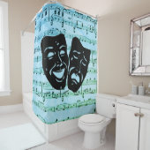 Rideaux De Douche Blue Music Art unit les masques de théâtre (En situation)