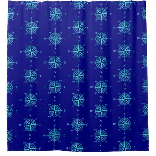 Rideaux De Douche Blue Nautical Sailing Compass (Devant)