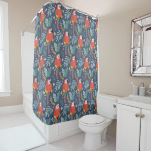 Rideaux De Douche Blue Parrot Land Motif tropical