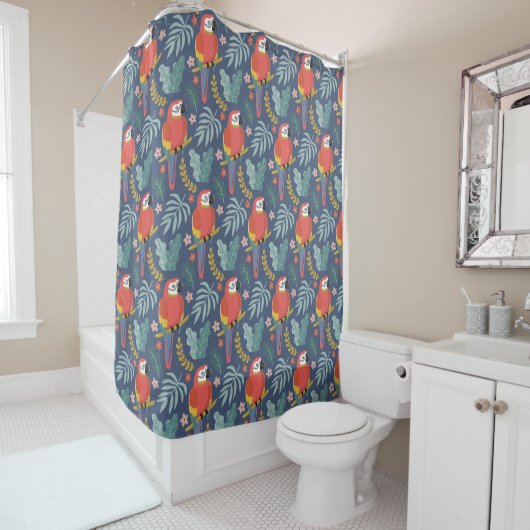 Rideaux De Douche Blue Parrot Land Motif tropical (En situation)