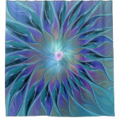 Rideaux De Douche Blue Purple Flower Dream Abstrait Fractal Art (Devant)