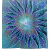 Rideaux De Douche Blue Purple Flower Dream Abstrait Fractal Art (Devant)