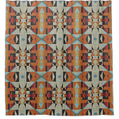 Rideaux De Douche Blue Red Orange Taupe Brown Black Tribal Art (Devant)