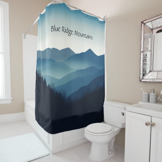 Rideaux De Douche Blue Ridge Mountains, personnalisable (En situation)