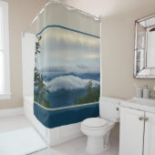 Rideaux De Douche Blue Ridge Mountains Range Taupe photographique (En situation)