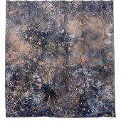 Rideaux De Douche Blue & Rose Gold Paint Splatter Abstract Glamour (Devant)