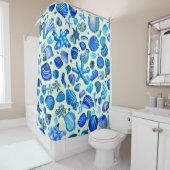 Rideaux De Douche Blue Sea Shells Ocean Motif (En situation)