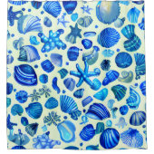 Rideaux De Douche Blue Sea Shells Ocean Motif (Devant)