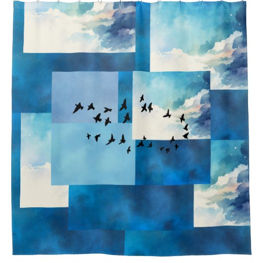 Rideaux De Douche Blue Sky Birds Design Douche Rideaux (Devant)
