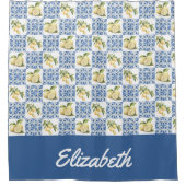 Rideaux De Douche Blue Tile French Country Lemon Custom Name (Devant)