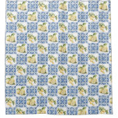 Rideaux De Douche Blue Tile French Country Lemon Pattern (Devant)