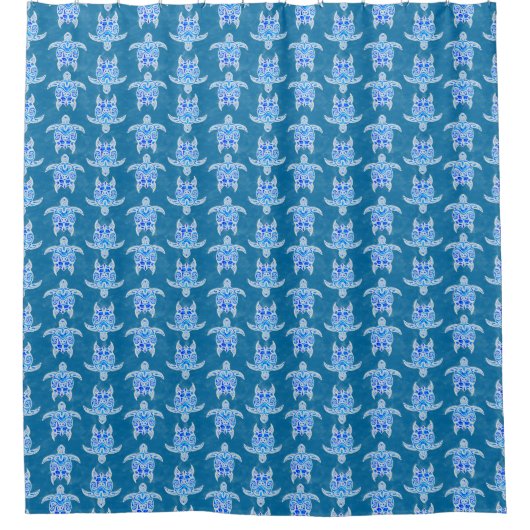 Rideaux De Douche Blue Tribal Honu Sea Turtles (Devant)