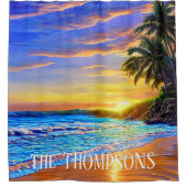 Rideaux De Douche Blue Turquoise Ocean Sunset (Devant)