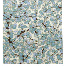 Blue Turquoise Sakura Fine Vintage japonais Floral
