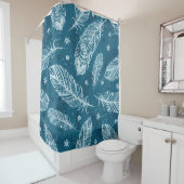 Rideaux De Douche Blue vintage feather pattern (En situation)