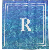 Rideaux De Douche Blue Water Monogramme Nom Ocean Sea Pool (Devant)