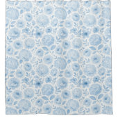 Rideaux De Douche Blue White Watercolor Floral Pattern (Devant)