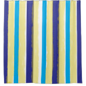 Rideaux De Douche Blue White Yellow Summer Vertical Stripes (Devant)