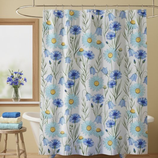Rideaux De Douche Blue Wildflower Meadow Shower