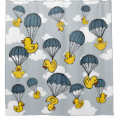 Rideaux De Douche Blue Yellow Cute Rubber Duck Parachute Sky Clouds (Devant)