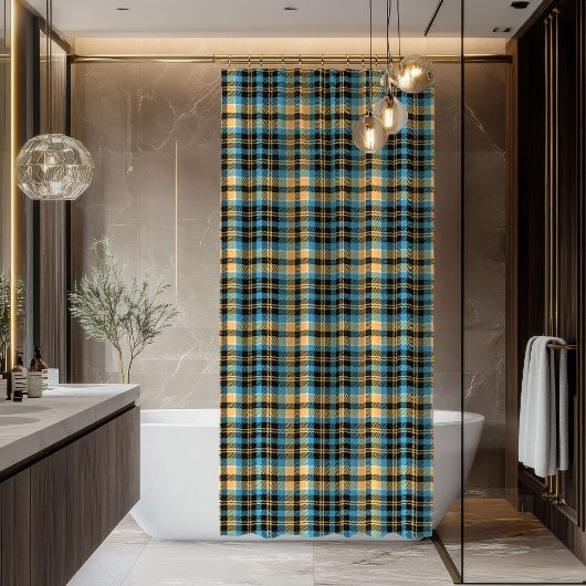 Rideaux De Douche Blue & Yellow Tartan Shower Curtain Man Gift Pick