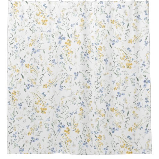 Rideaux De Douche Blue Yellow Wildflower Pattern (Devant)