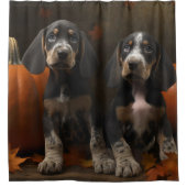Rideaux De Douche Bluetick Coonhound Chiot Automne Citrouille de pla (Devant)