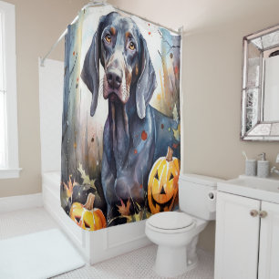 Rideaux De Douche Bluetick Coonhound d'Halloween avec citrouilles ef