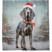 Rideaux De Douche Bluetick Coonhound Dog en Noël de neige (Devant)