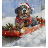 Rideaux De Douche Bluetick Coonhound Dog in Sledge Christmas (Devant)