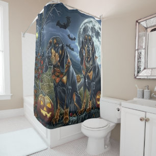 Rideaux De Douche Bluetick Coonhound Halloween Éffrayant