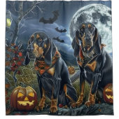 Rideaux De Douche Bluetick Coonhound Halloween Éffrayant (Devant)