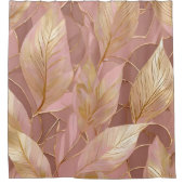 Rideaux De Douche Blush Pink Gold Boho Modern Leaves Collection (Devant)