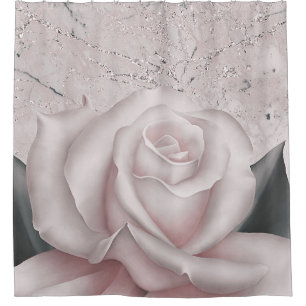 Rideaux De Douche Blush Rose Blanche Glam Moderne Marbre Shabby Chic