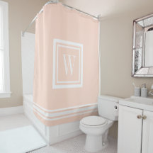 Blush Rose et Monogramme Carré Classique Blanc