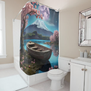 Rideaux De Douche Boat japonais scène sur une belle salle de bain de