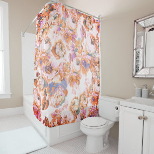 Rideaux De Douche Bohème rose orange brun turquoise rose floral